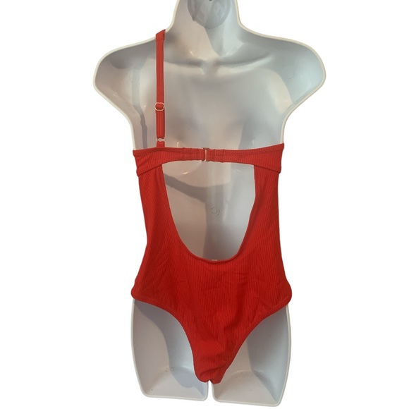 Shade and Shore One Piece Swimsuit One Shoulder Asymmetrical Red Size Small New - Picture 3 of 8